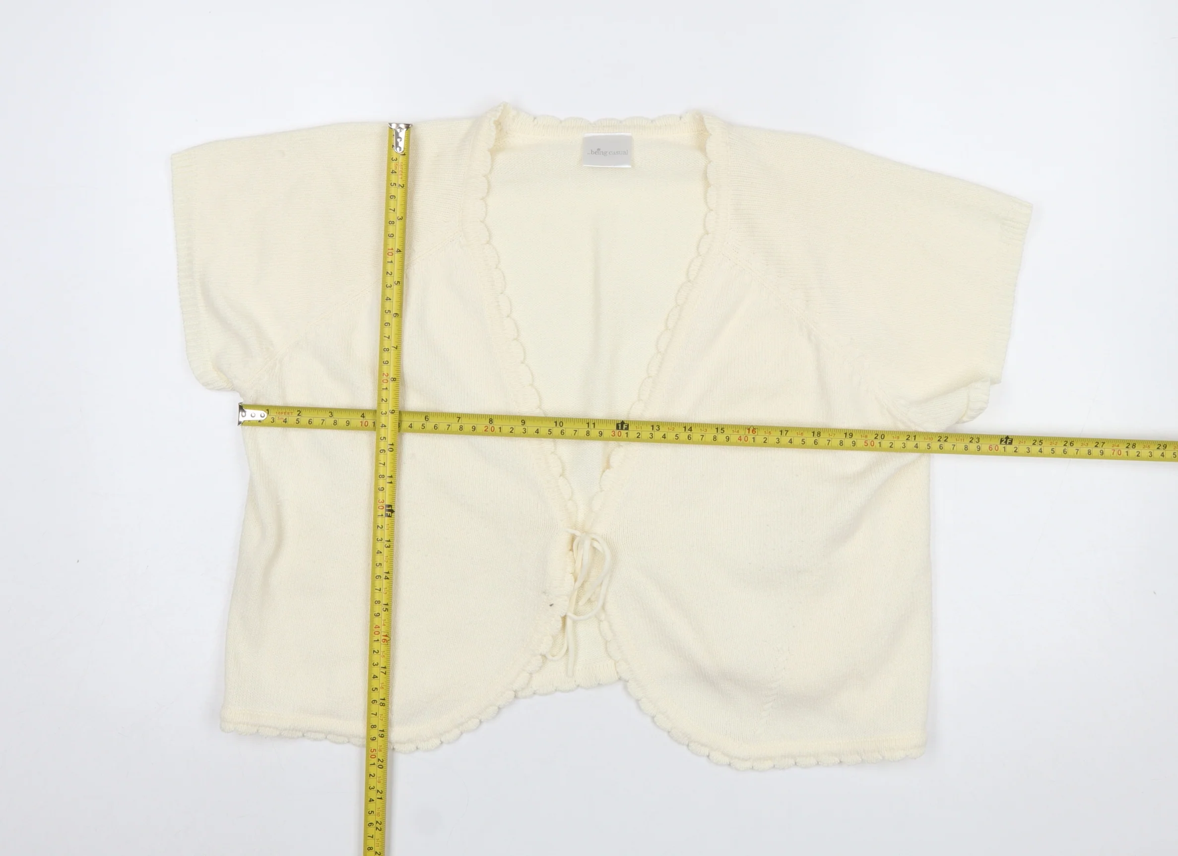 Being Casual Women's Ivory Short Sleeve V-Neck Cardigan Size 20 - Image 2