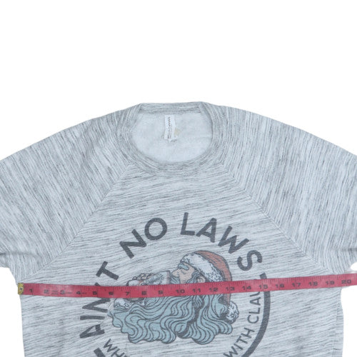 Bella Canvas Men's Grey Christmas Santa Graphic Crew Neck Sweatshirt M - Image 2