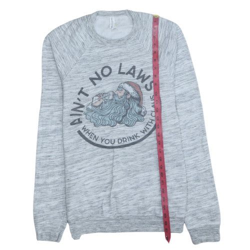 Bella Canvas Men's Grey Christmas Santa Graphic Crew Neck Sweatshirt M - Image 3