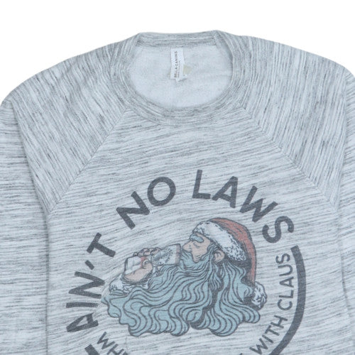 Bella Canvas Men's Grey Christmas Santa Graphic Crew Neck Sweatshirt M - Image 7