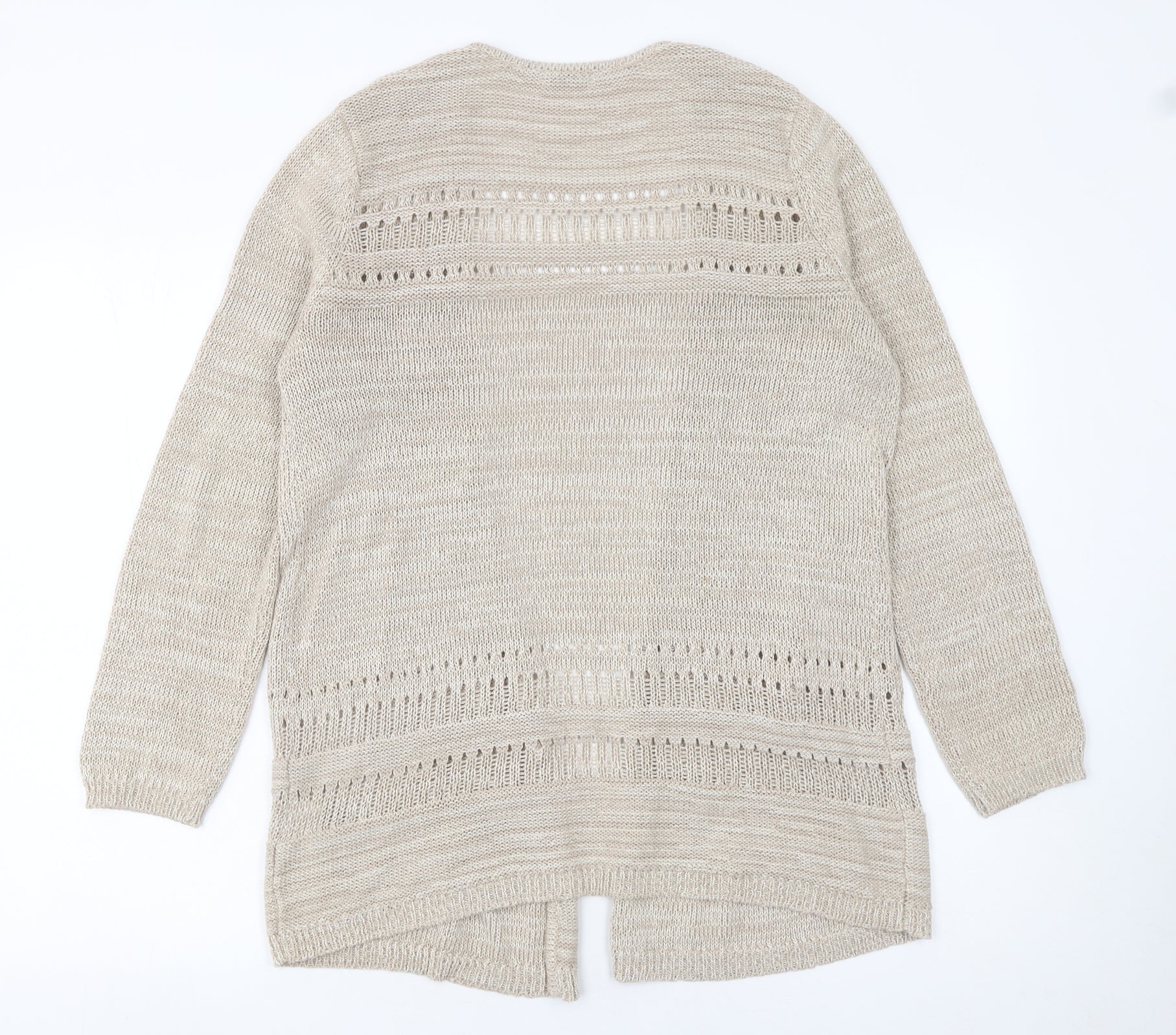 Bella di Notte Women’s Beige Open-Knit Long Sleeve Cardigan Size 10 - Image 3
