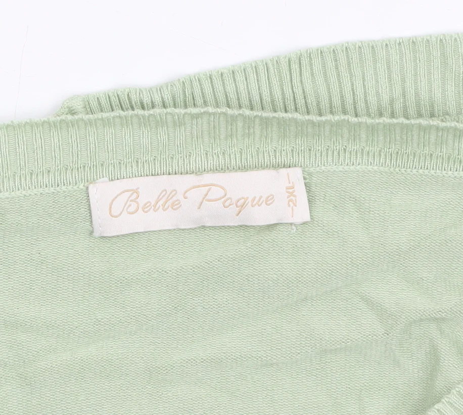 Belle Poque Women Green 2XL V-Neck 3/4 Sleeve Cardigan - Image 5