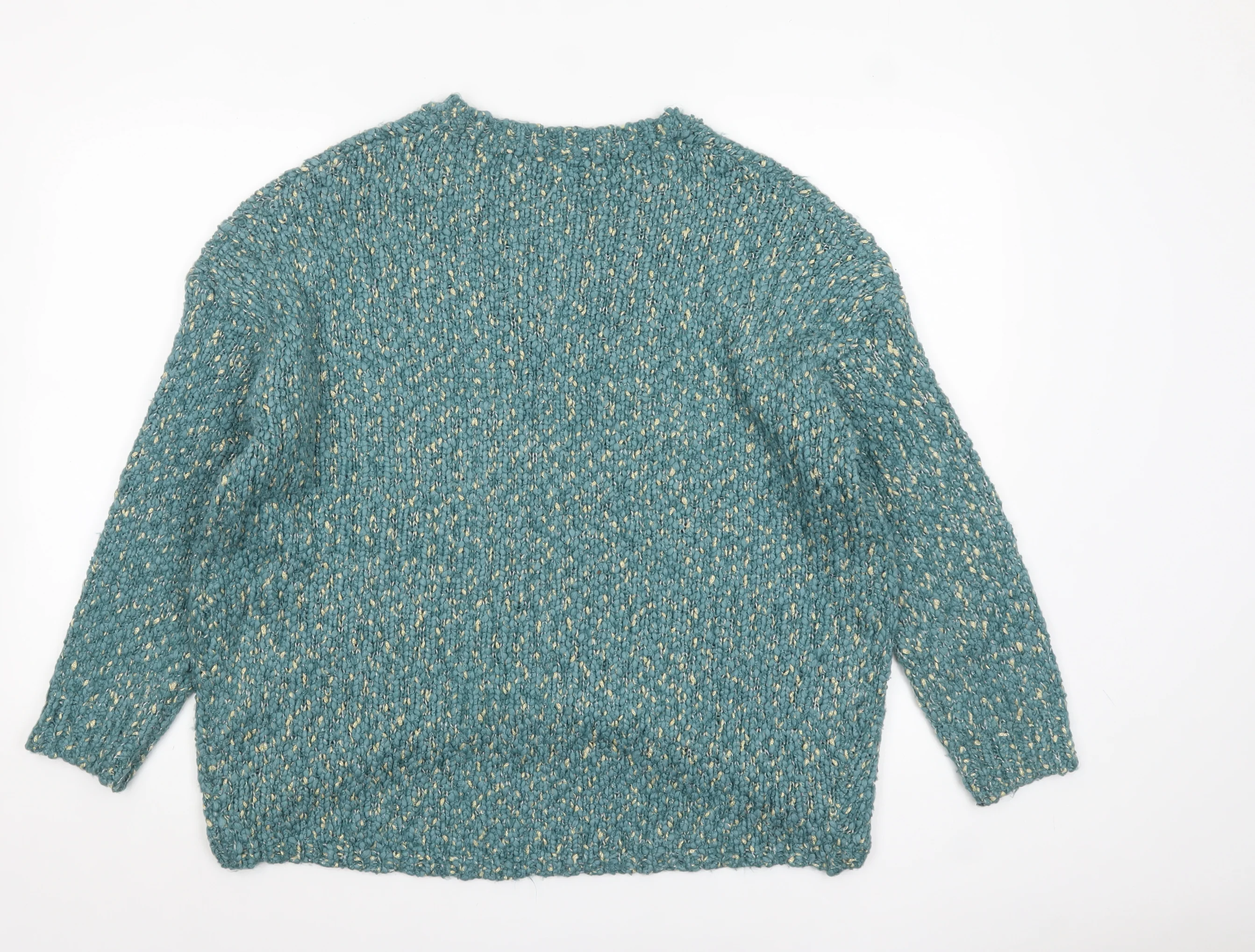 Beloved Women Green L Chunky Knit V-Neck Pullover Jumper - Image 3