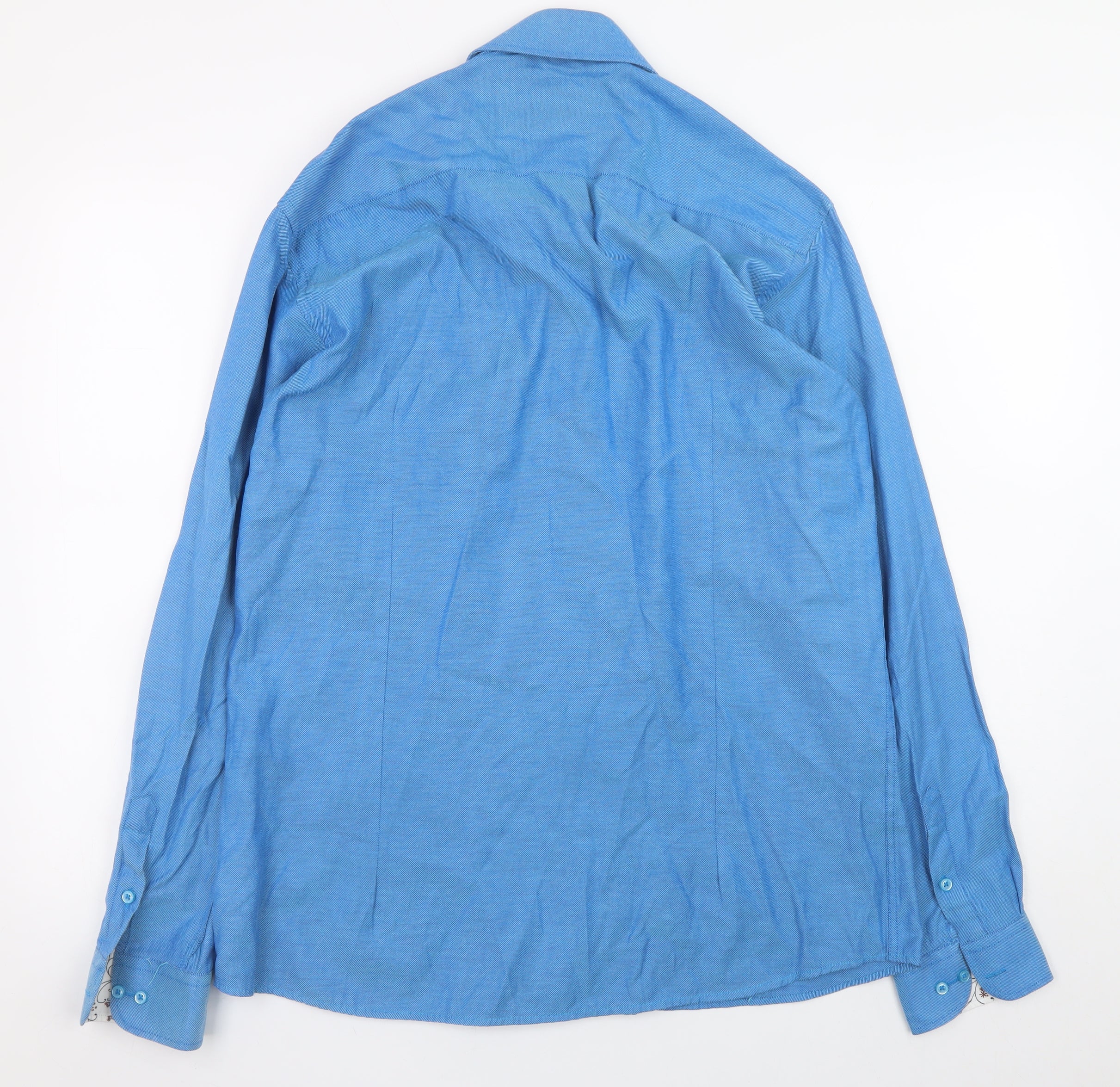 Ben Brown Men's Blue Long Sleeve Cotton Blend Button-Up Shirt L 42in - Image 3
