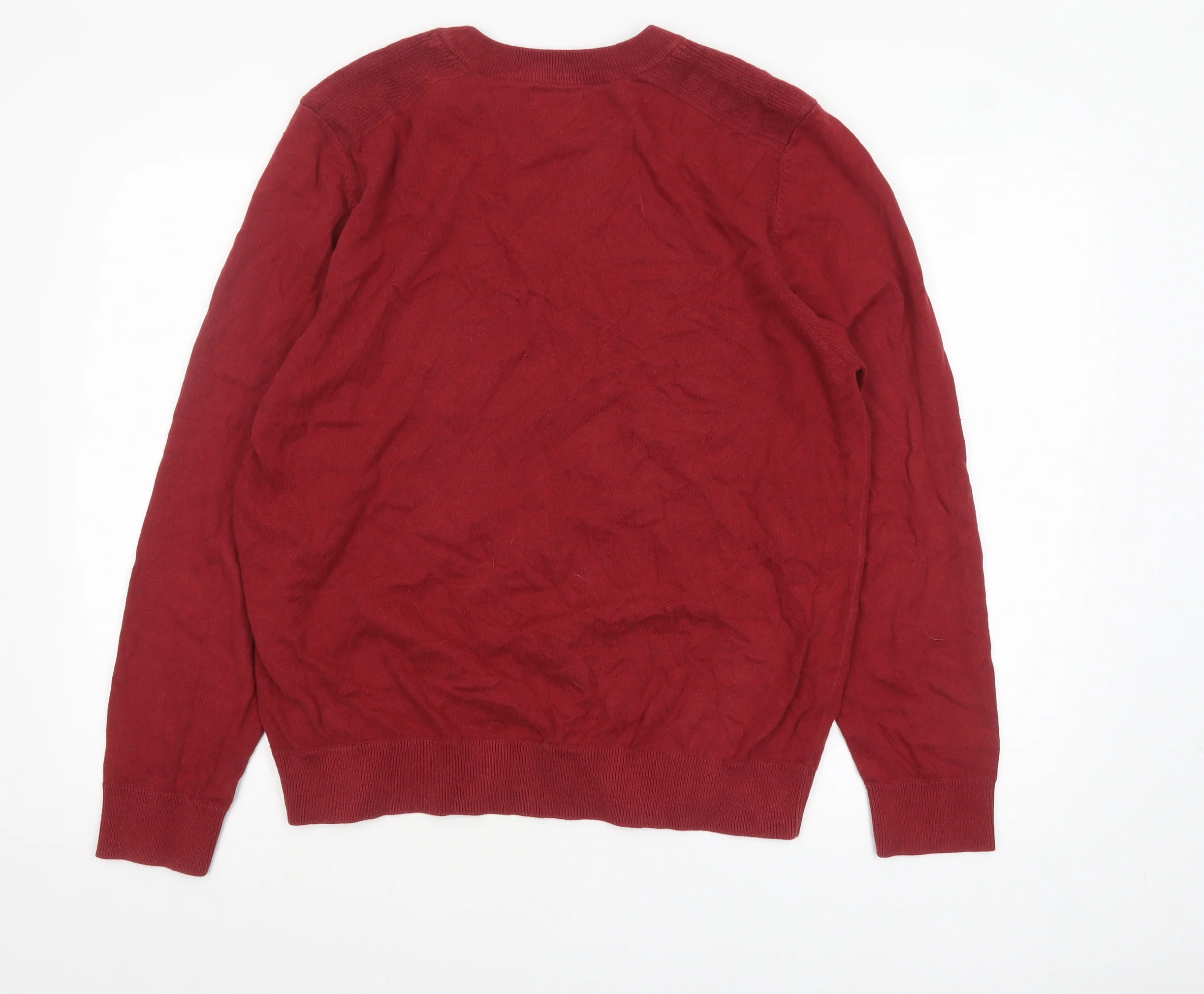 Ben Sherman Men Red Cotton Blend Crew Neck Jumper Size L - Image 3
