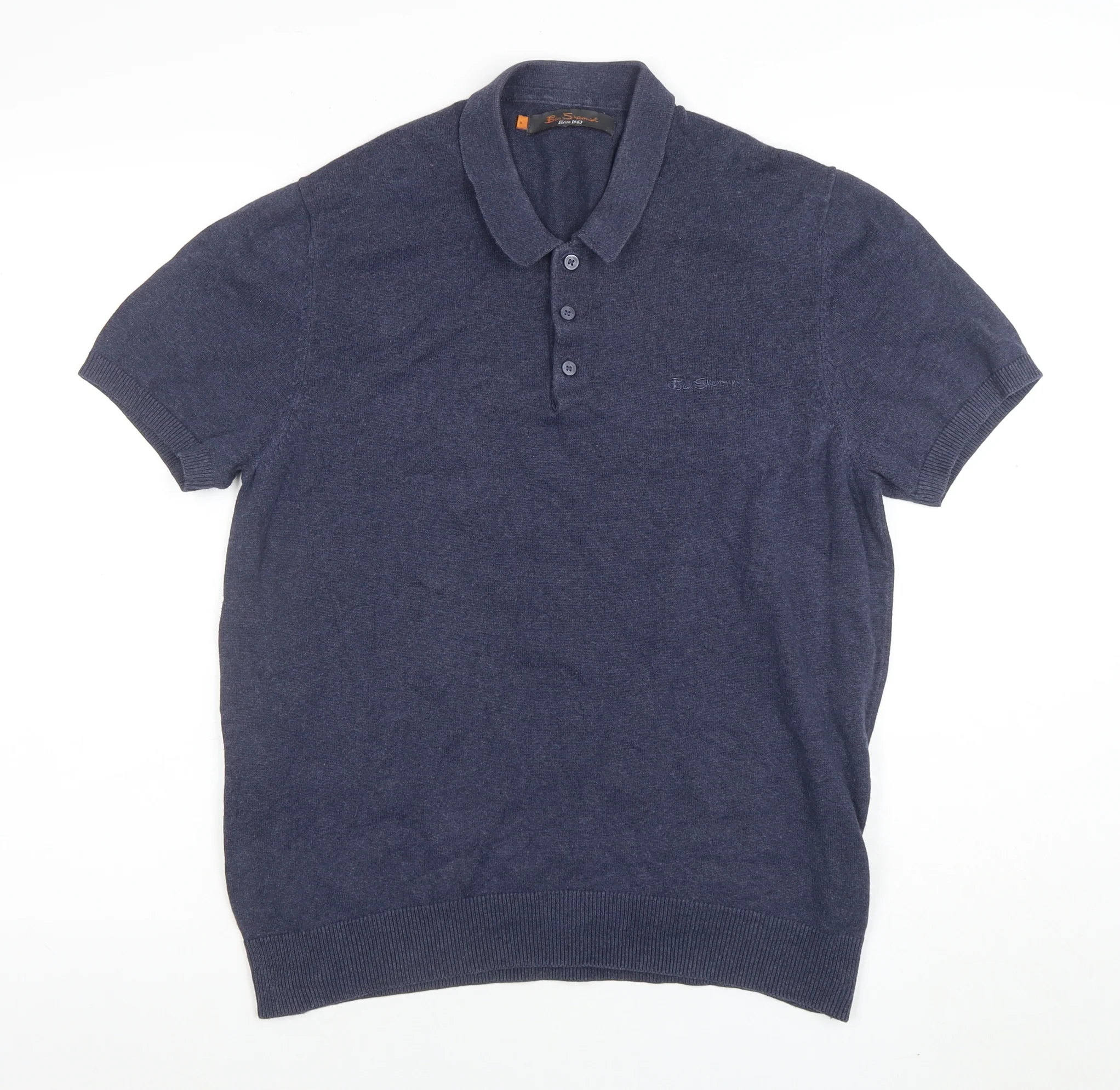 Ben Sherman Men's Blue Cotton Knit Polo Shirt Size M Short Sleeve
