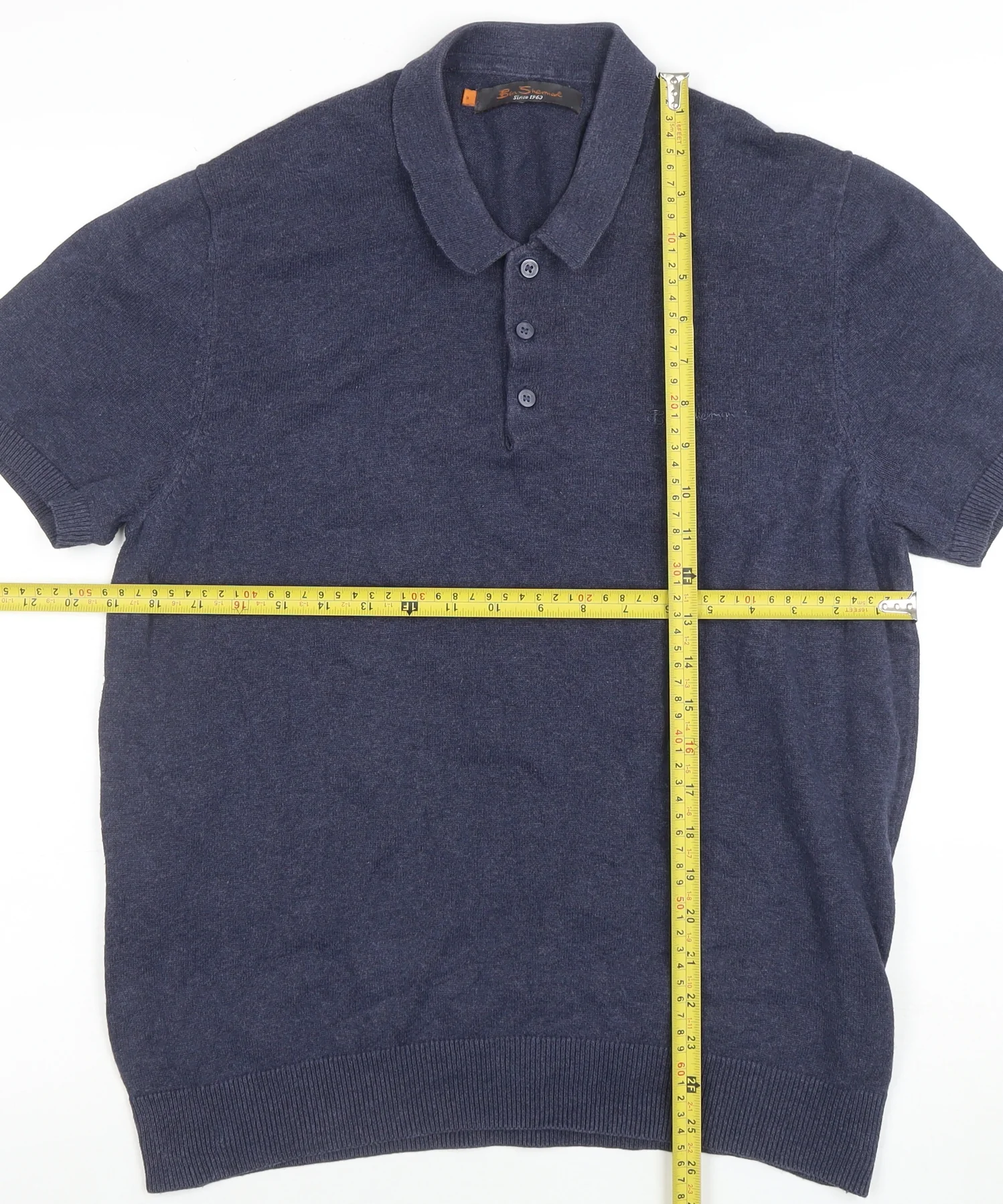 Ben Sherman Men's Blue Cotton Knit Polo Shirt Size M Short Sleeve - Image 2
