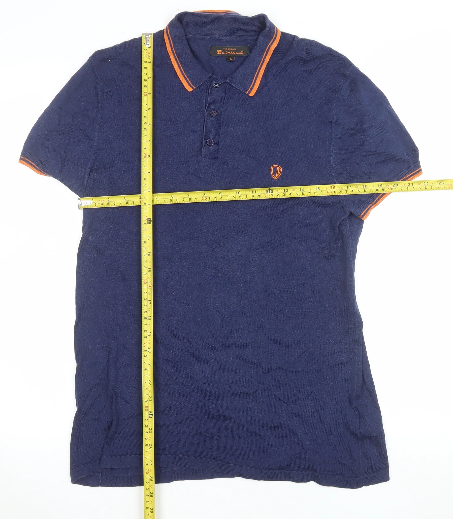 Ben Sherman Men's Blue Cotton Polo Shirt Size L Short Sleeve - Image 2