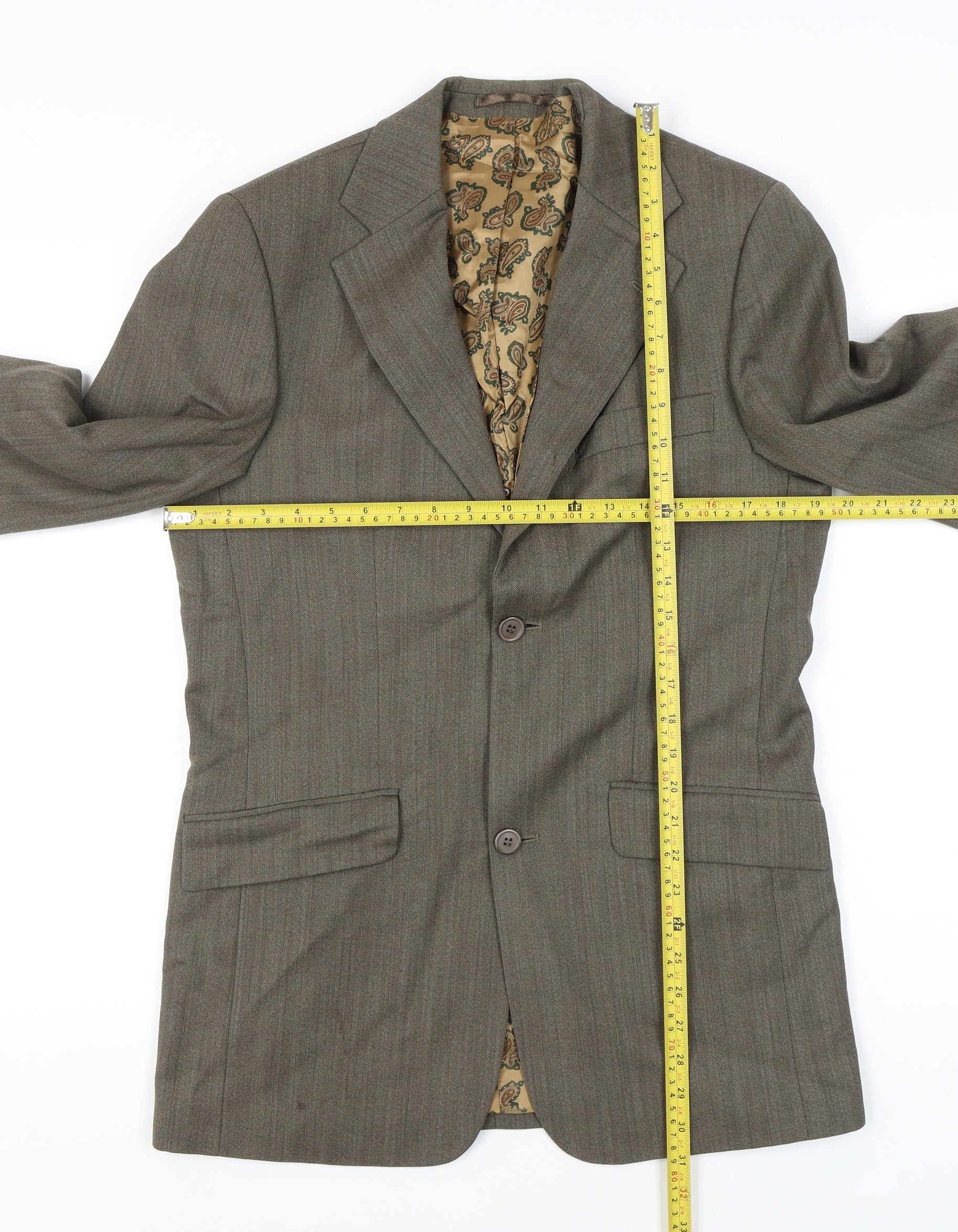 Ben Sherman Men's Brown Wool Blend Two Button Blazer Jacket 36 - Image 2