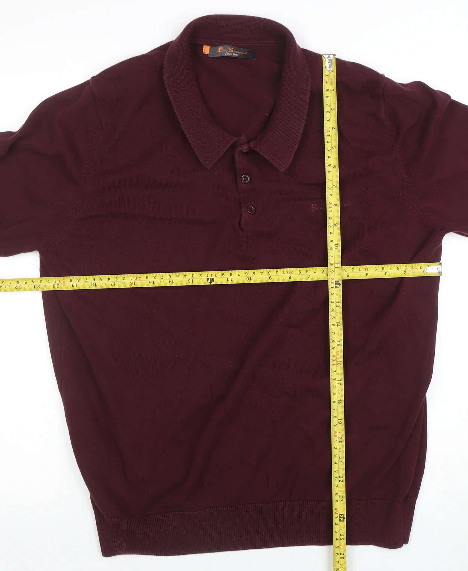 Ben Sherman Men's Red XL Long Sleeve Cotton Polo Shirt - Image 2