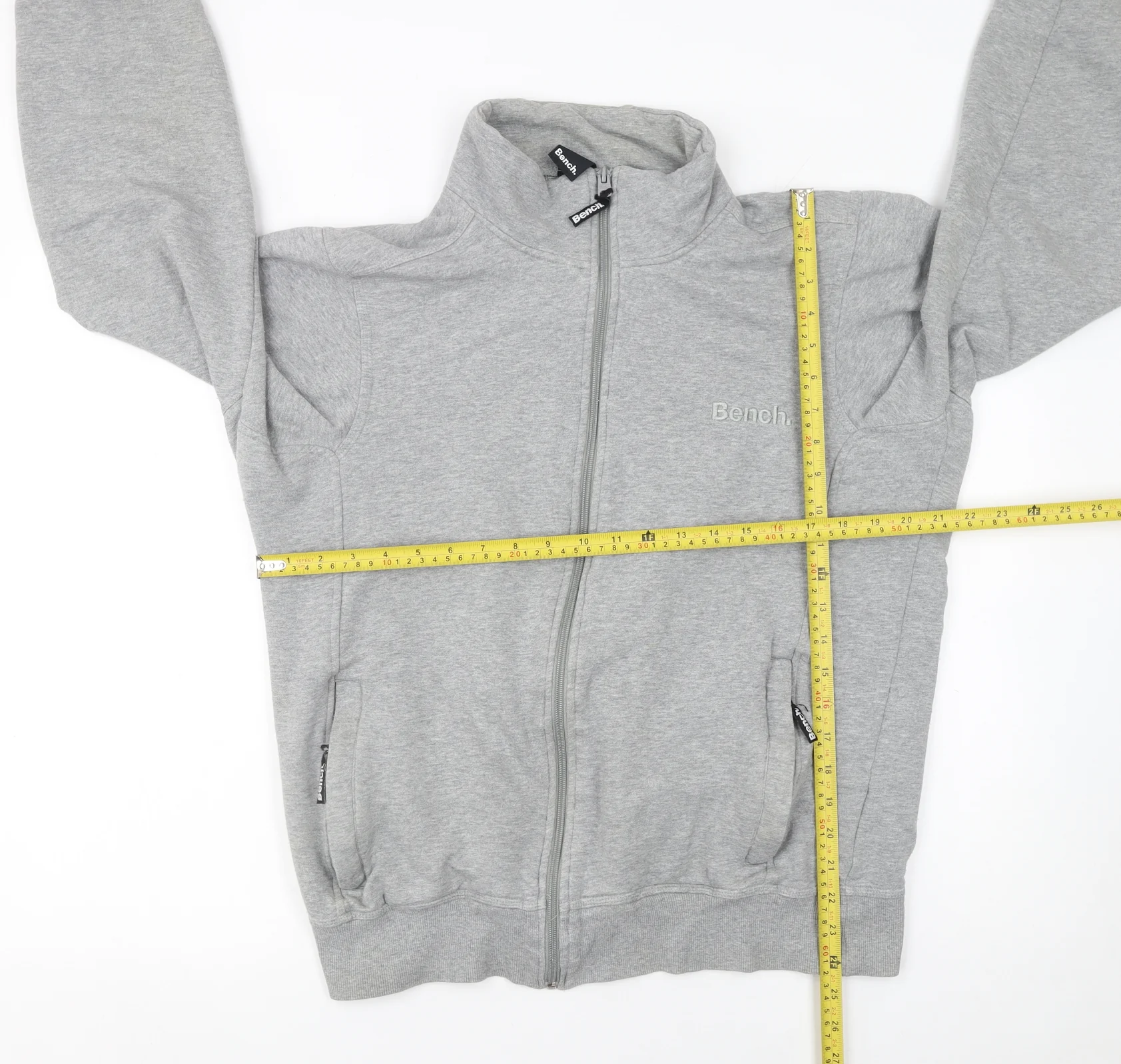Bench Men’s Grey Full Zip Sweatshirt Jacket Size M - Image 2