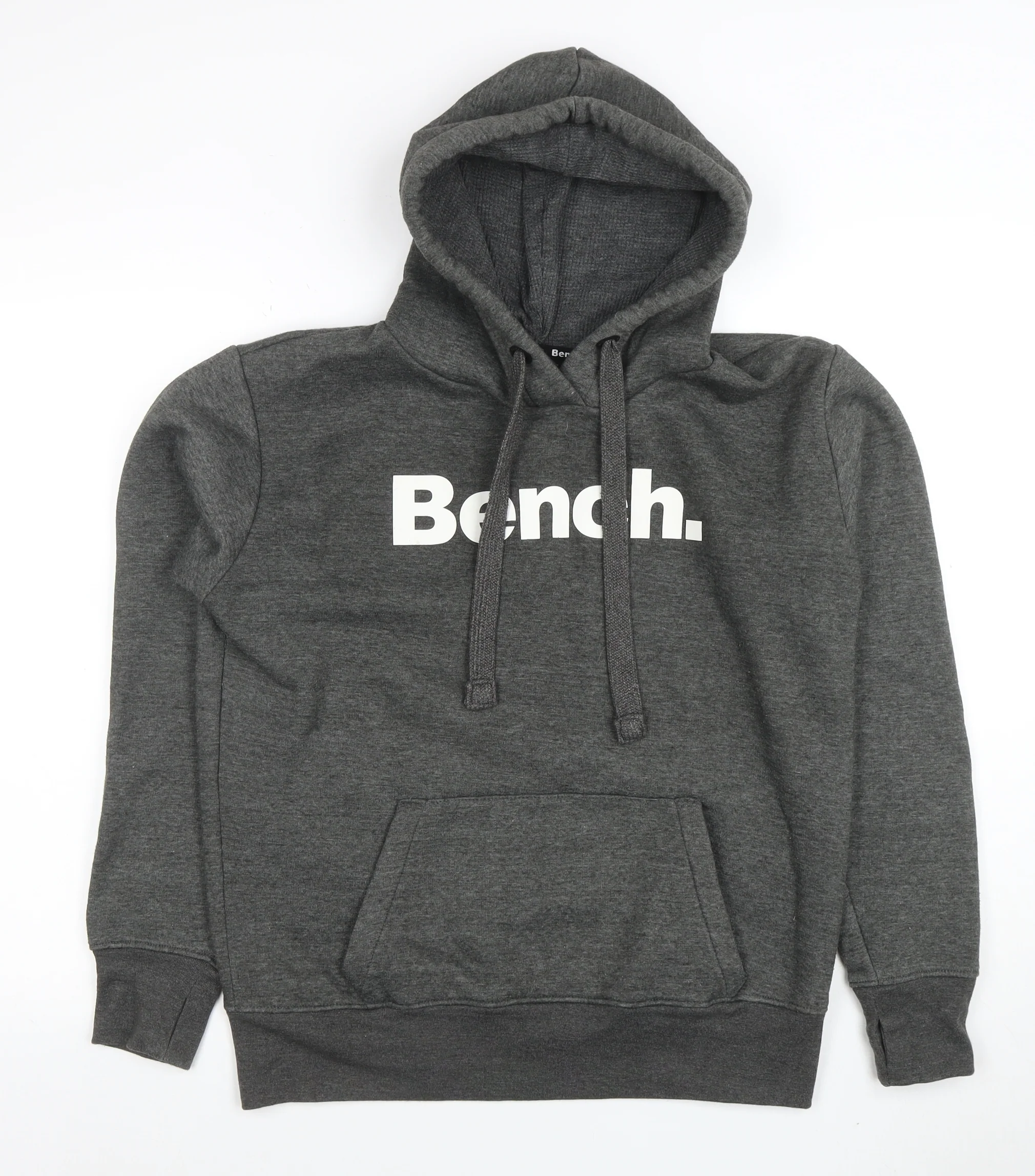 Bench Men’s Grey Pullover Hoodie L Regular Fit Logo Sweatshirt