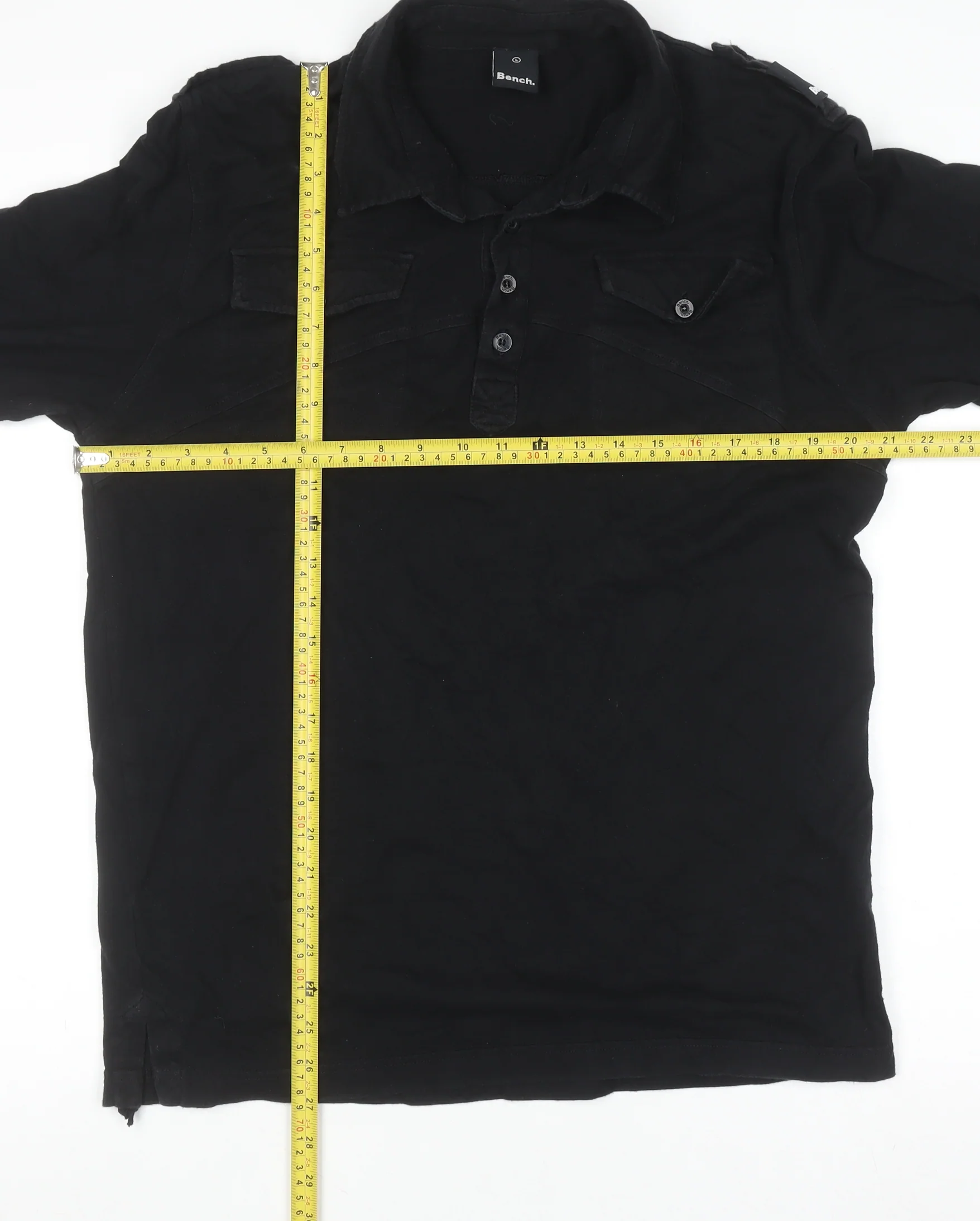 Bench Men's Black Cotton Long Sleeve Button-Up Shirt Size L - Image 2