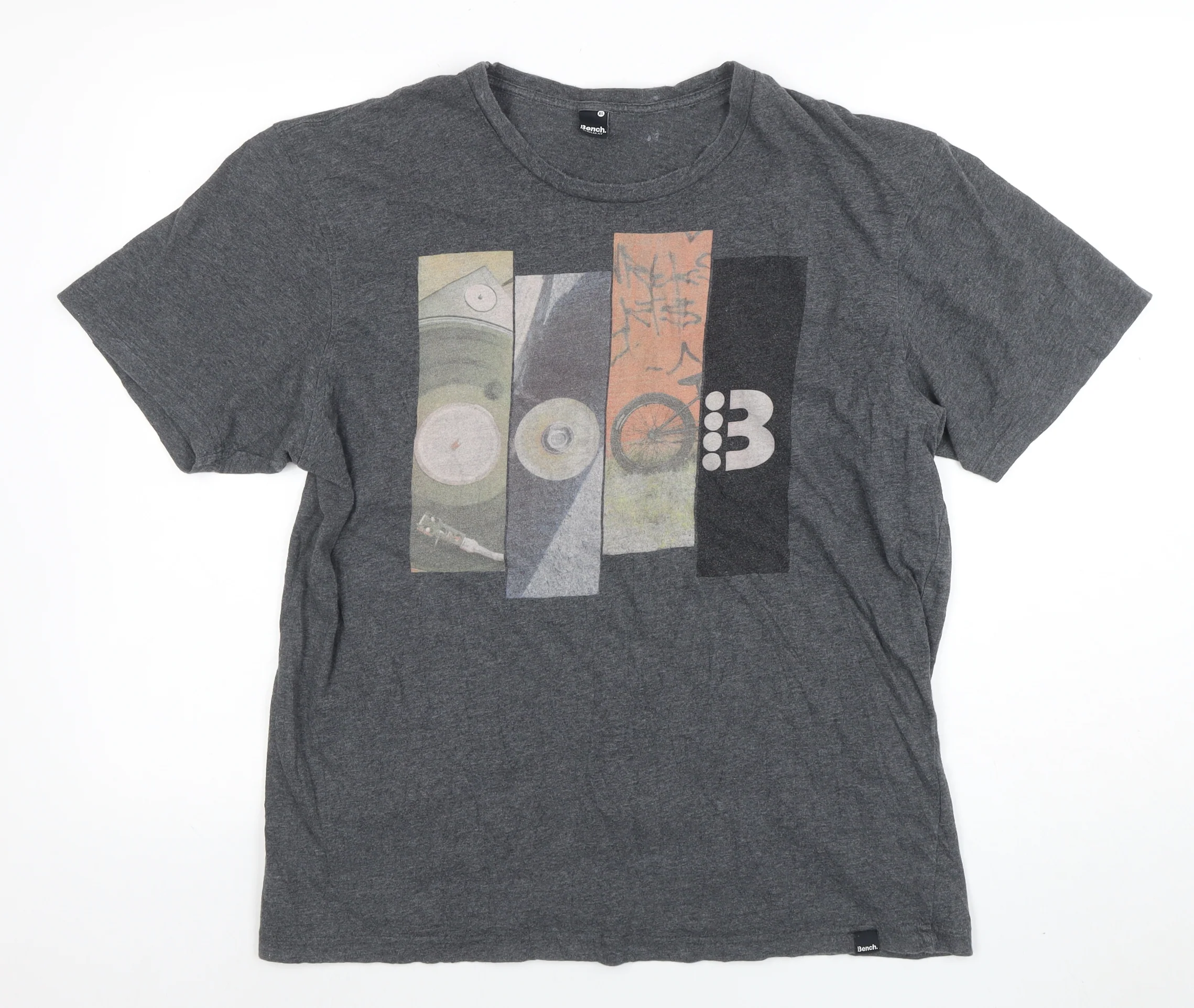 Bench Men's Grey Graphic Print Regular Fit T-Shirt Size XL