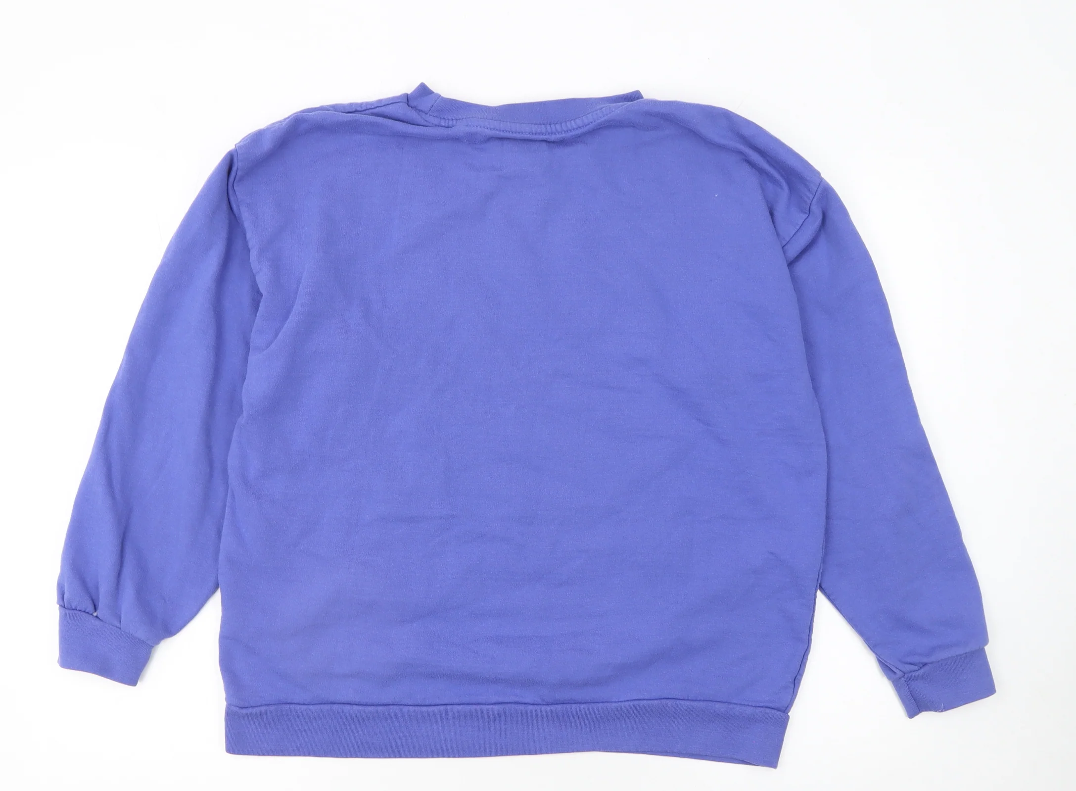 Bench Women Blue Logo Pullover Sweatshirt UK 12 Cotton Blend - Image 3
