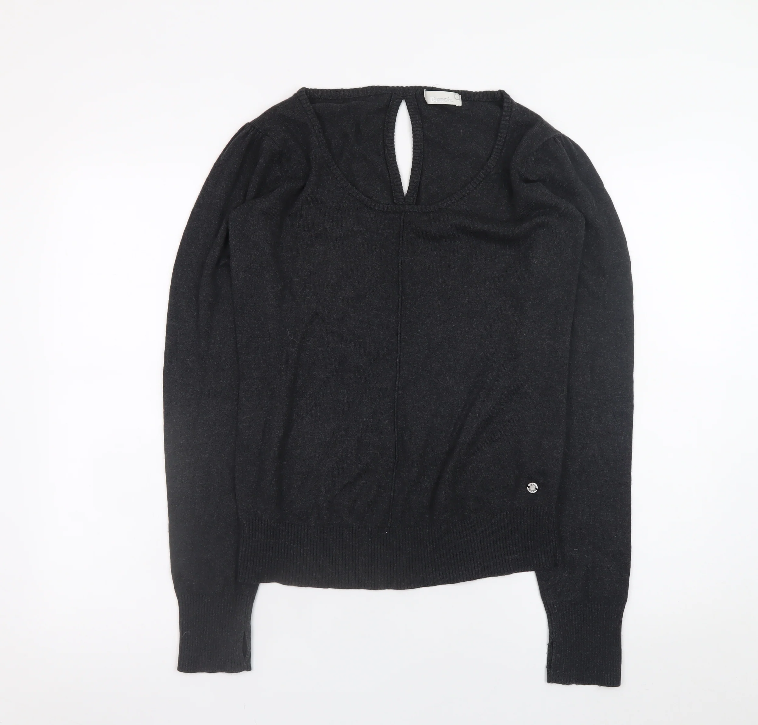 Bench Womens Black L Knit Pullover Jumper Long Sleeve Round Neck