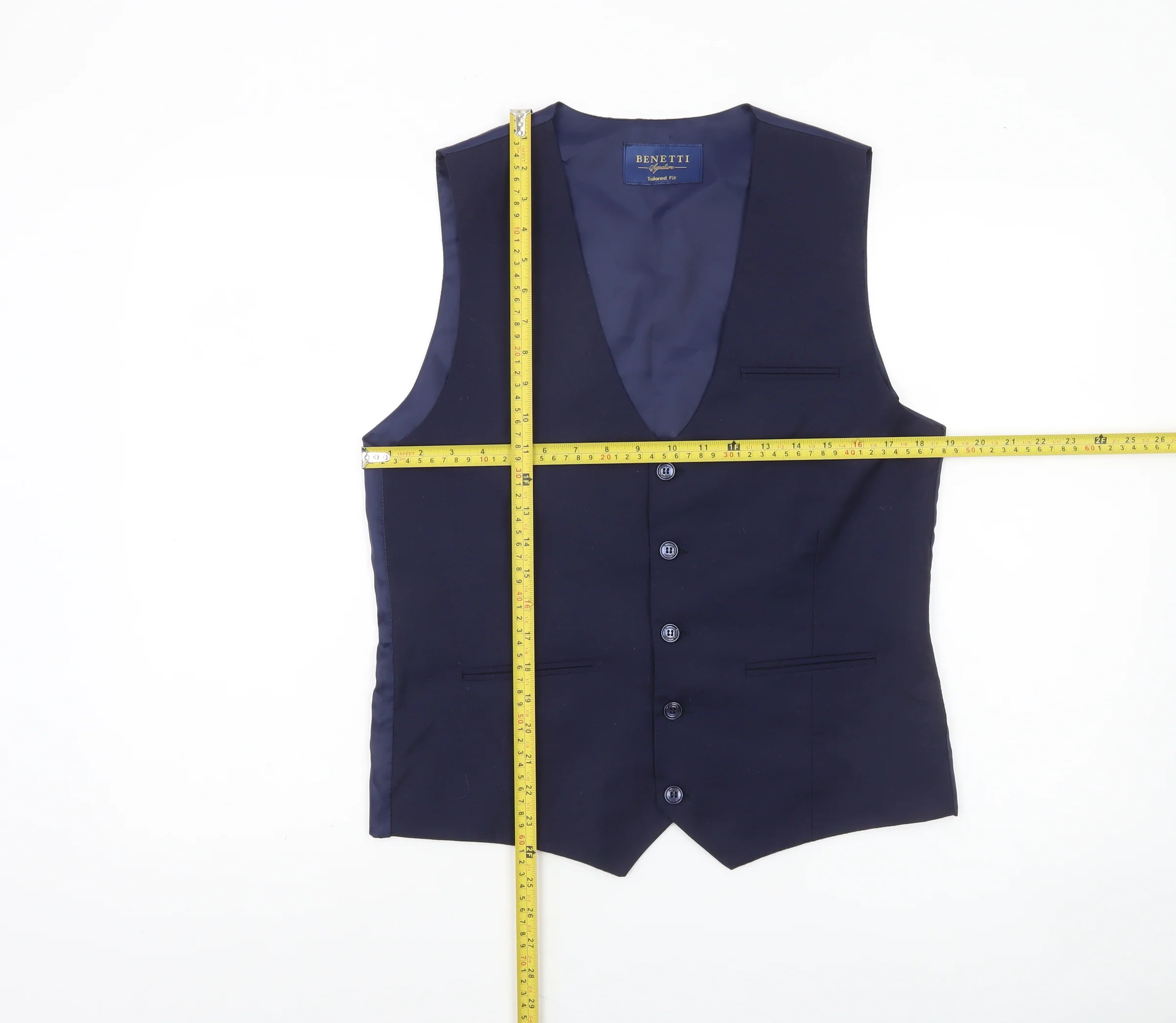 Benetti Men’s Blue 38 Tailored Fit Formal Waistcoat - Image 2