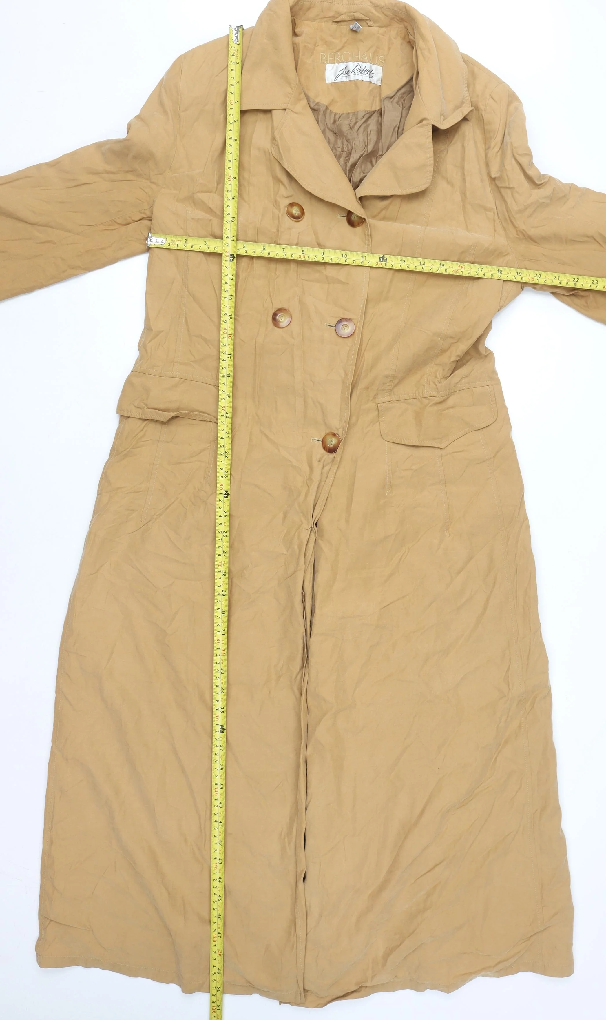 Berghaus Women’s Beige Long Cotton Trench Coat UK 14 Classic Style - Image 2