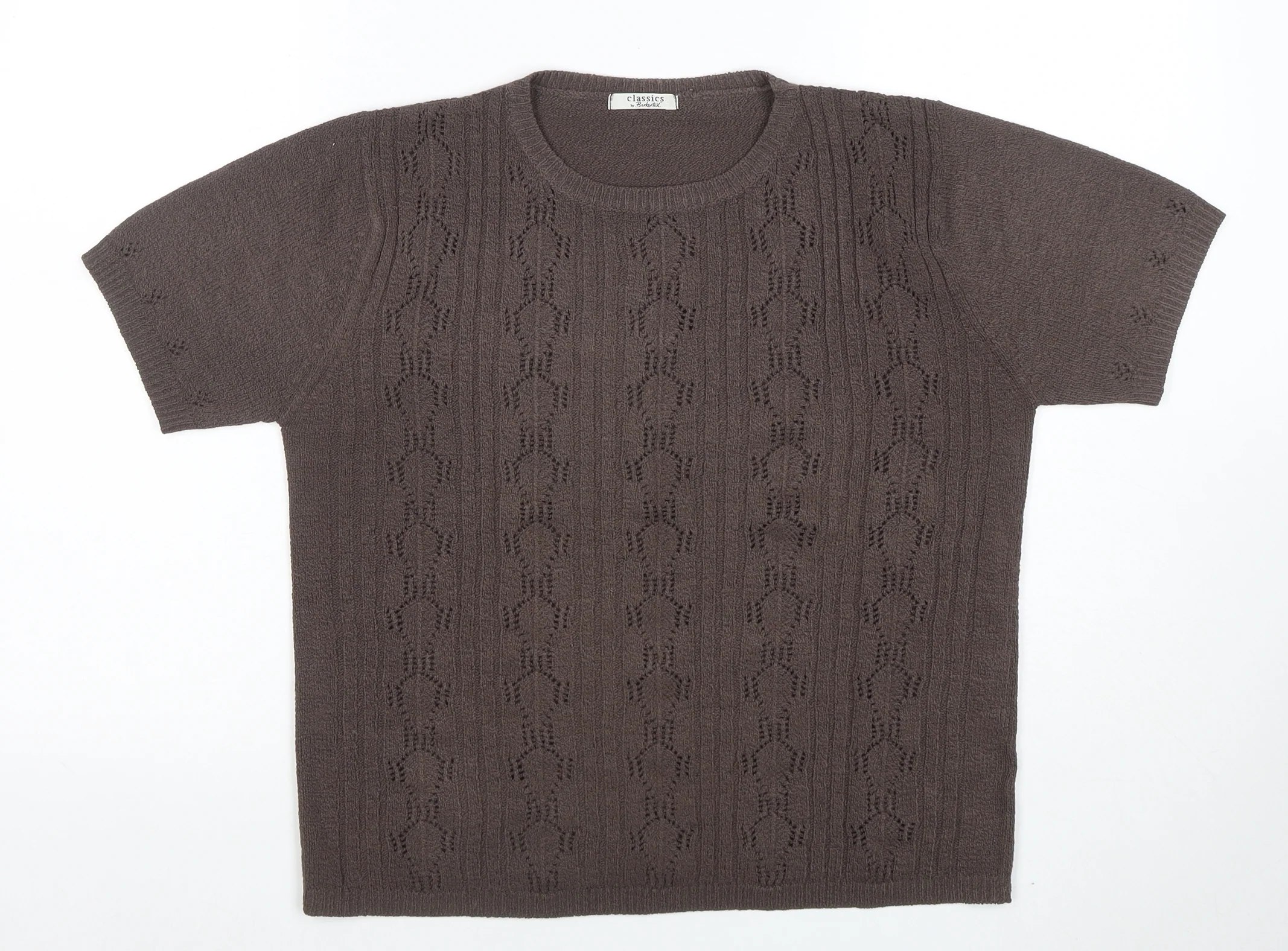 Berkertex Classics Women's Brown Short Sleeve Knit Pullover Jumper Size M