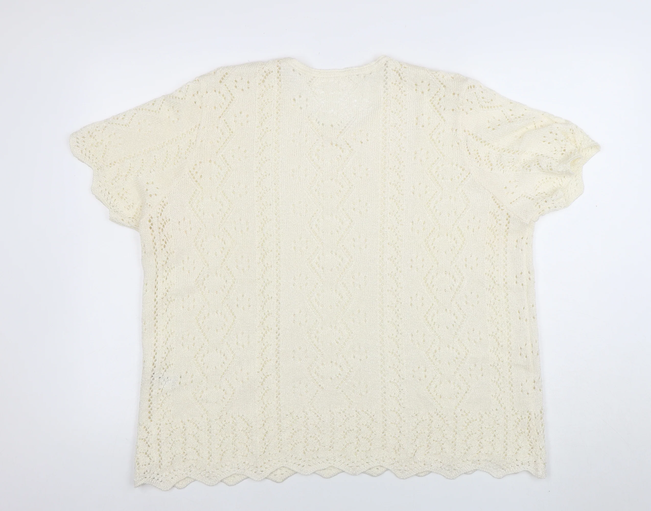 Berkertex Women Cream Knit Short Sleeve Jumper Size 22-24 - Image 3