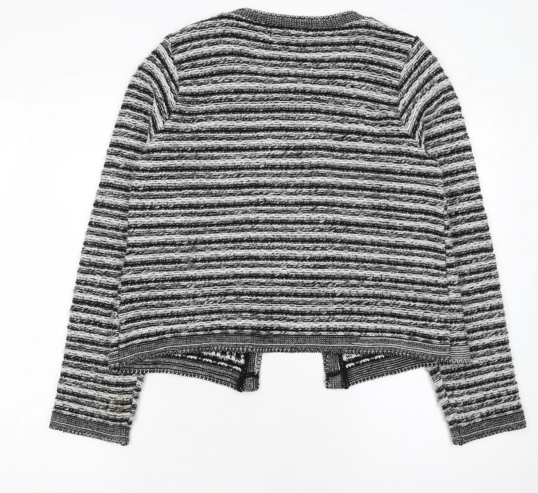 Berretti Women Grey Striped Chunky Knit Cardigan UK 12 - Image 3