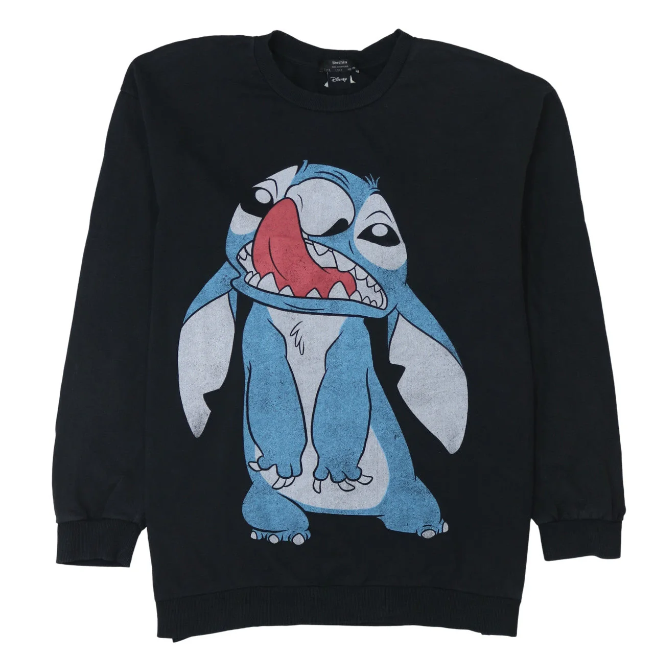 Bershka Disney Stitch Black Unisex L Pullover Sweatshirt