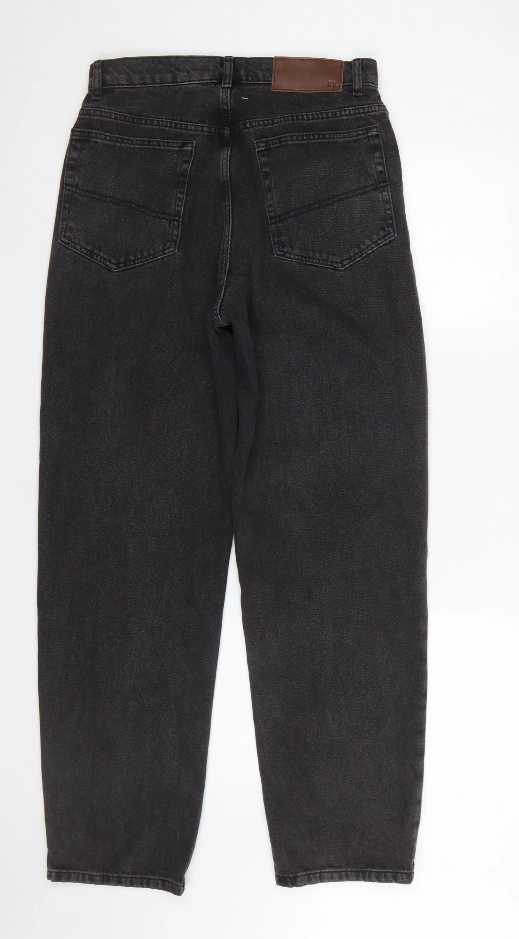 Bershka Men's Black Straight Fit High Rise Jeans 28W Regular Denim - Image 3