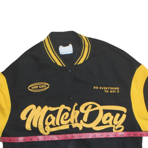 Bershka Mens Black Varsity Jacket S College Style Cotton Blend - Image 2