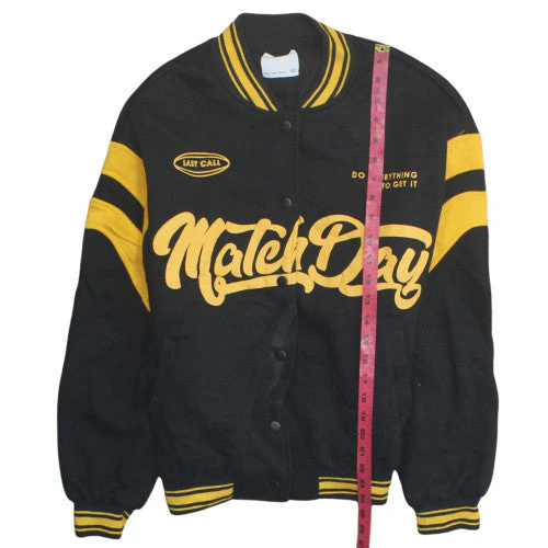 Bershka Mens Black Varsity Jacket S College Style Cotton Blend - Image 3
