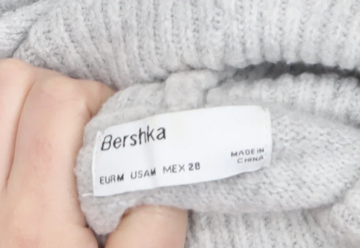 Bershka Women Grey Roll Neck Long Sleeve Knit Jumper Size M - Image 5