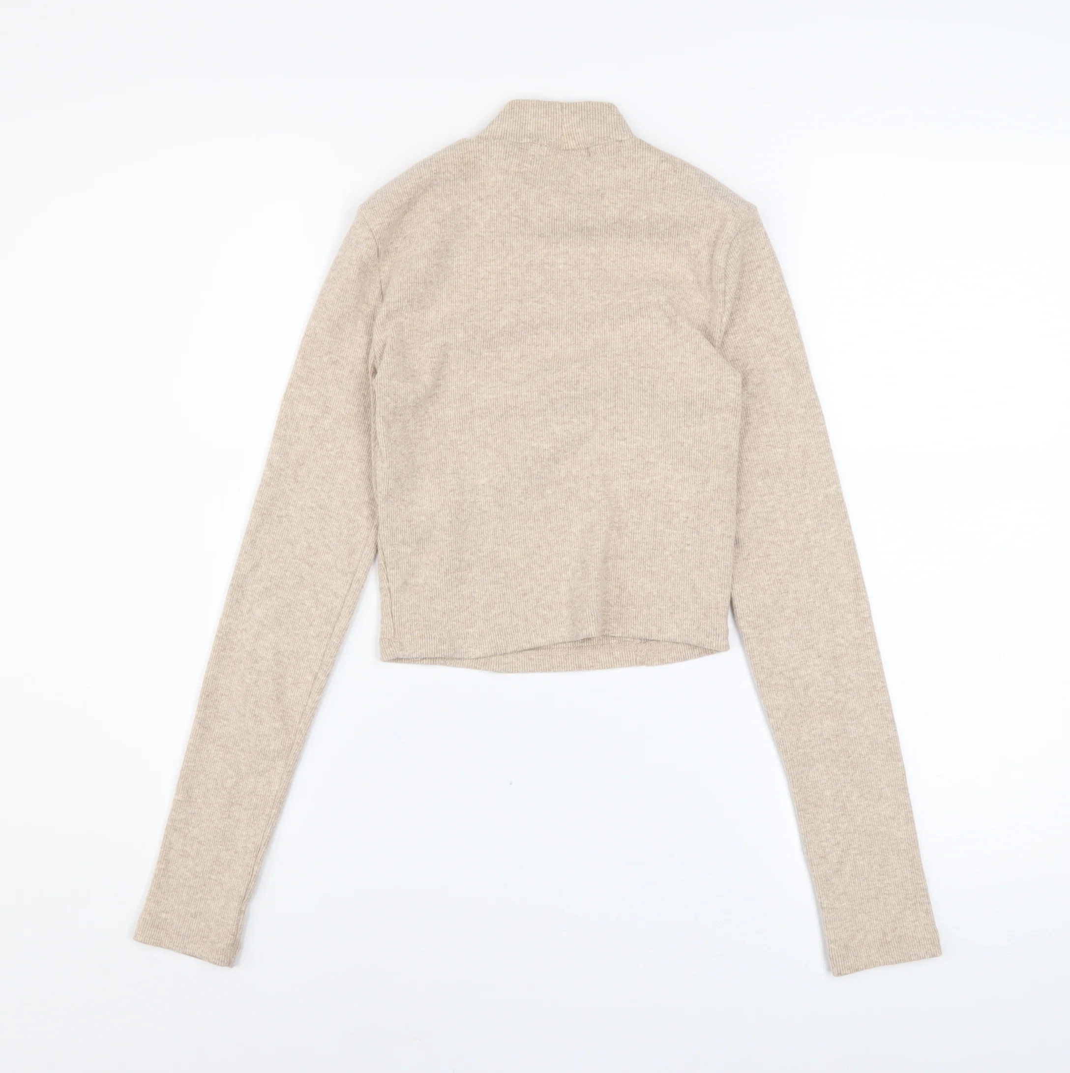 Bershka Women’s Beige Mock Neck Slim Fit Knit Jumper Size 8 - Image 3