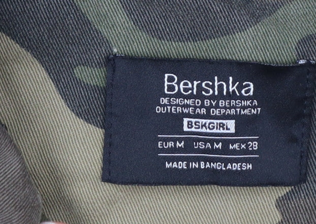 Bershka Women’s Green Camouflage Military Jacket Size 12 - Image 4