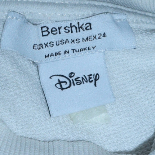 Bershka Women White Mickey Mouse Graphic Pullover Sweatshirt XS - Image 5