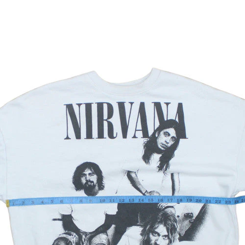 Bershka Women White Nirvana Graphic Print Pullover Sweatshirt Size S - Image 2