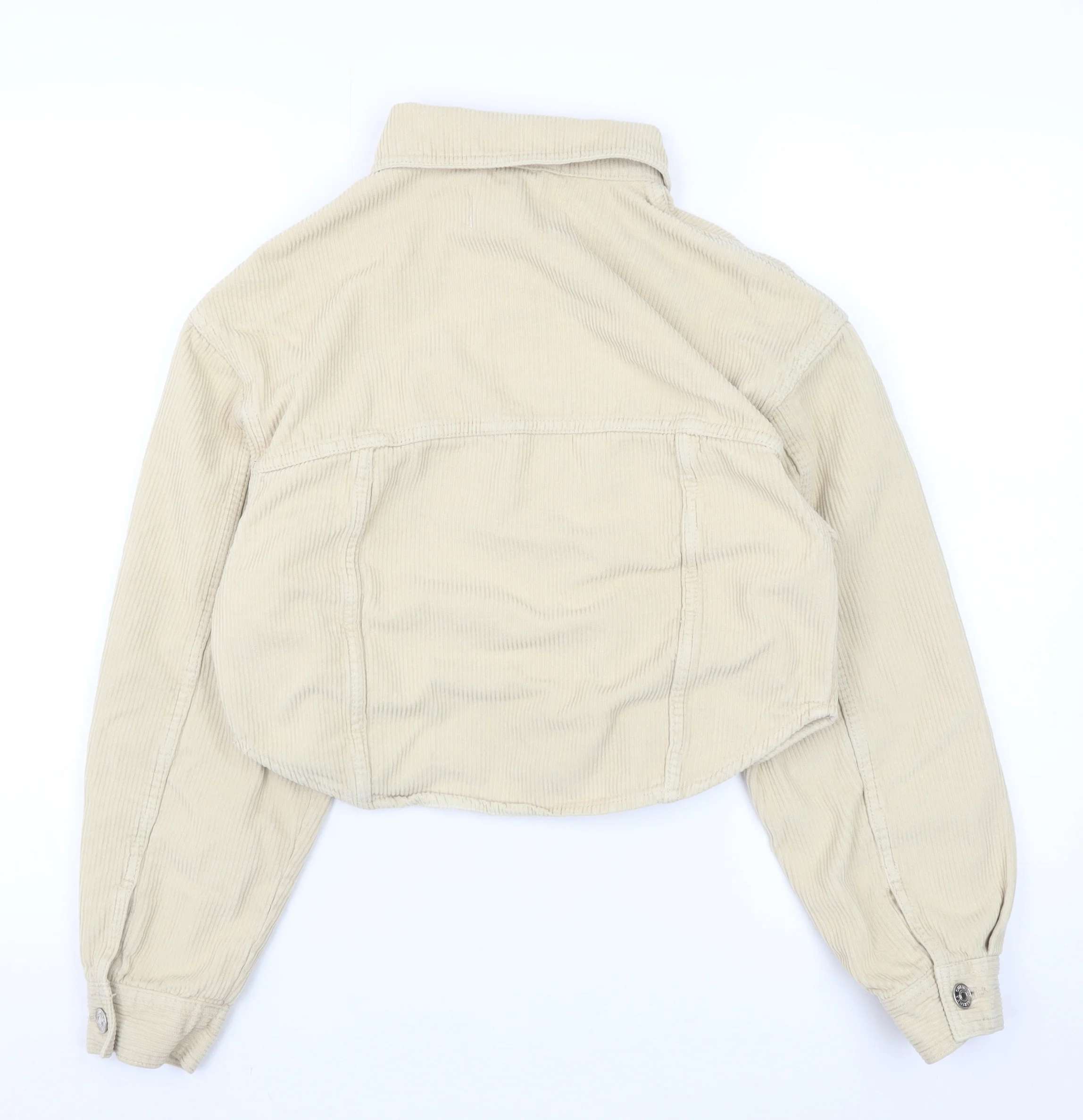 Bershka Womens Beige Corduroy Cropped Jacket XS - Image 3