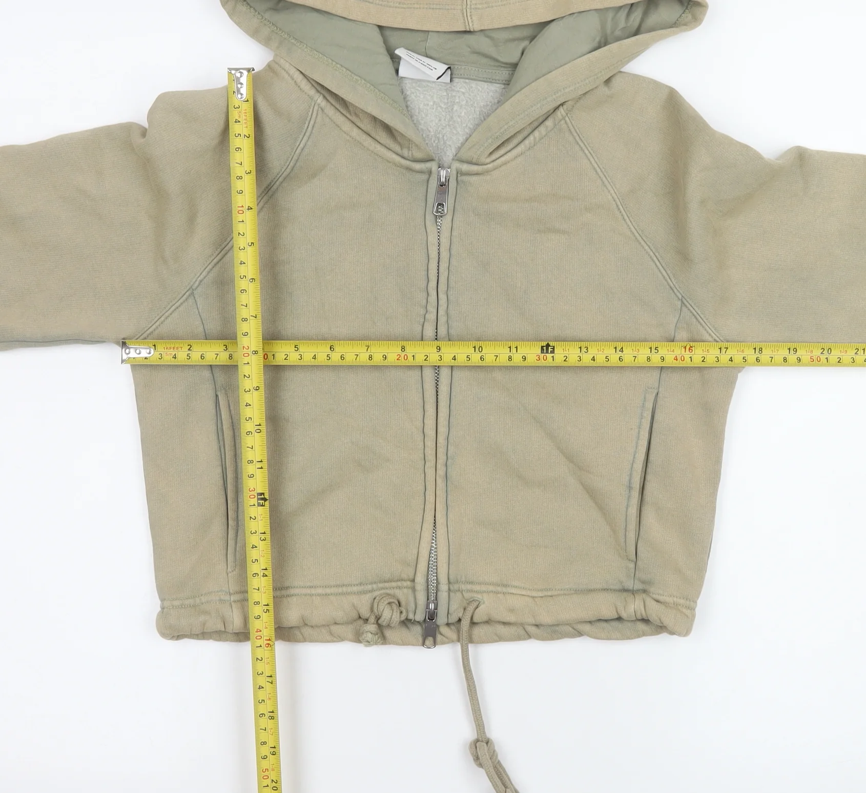 Bershka Women's Beige Cropped Hooded Jacket Size 12 Regular Fit - Image 2