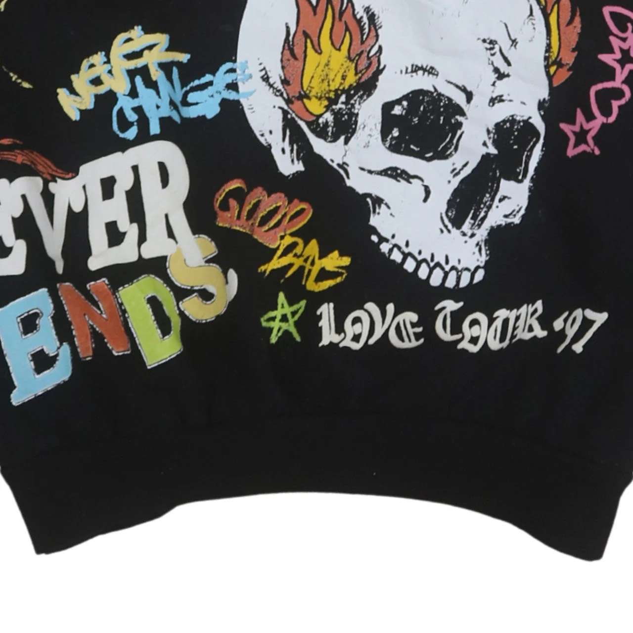Bershka Womens Black XS Graphic Pullover Hoodie Peace Out Design - Image 8