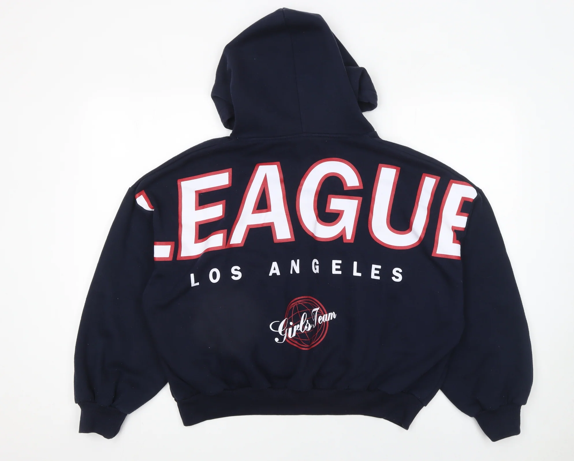 Bershka Women's Navy Hoodie League Los Angeles Small Pullover Sweatshirt - Image 3