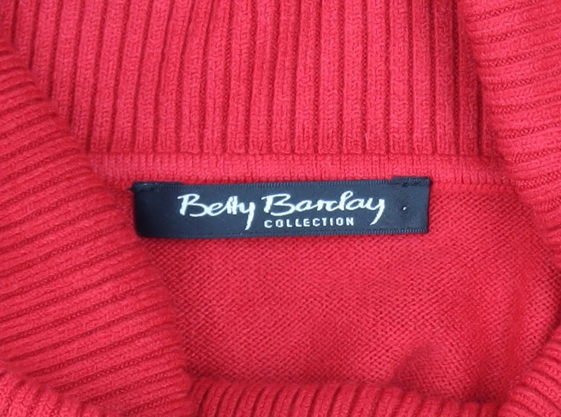 Betty Barclay Women Red Roll Neck Cape Jumper Size 12 Knitwear - Image 4