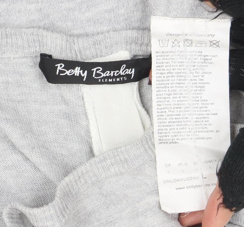 Betty Barclay Women's Grey Zip Knit Cardigan Size L - Image 4