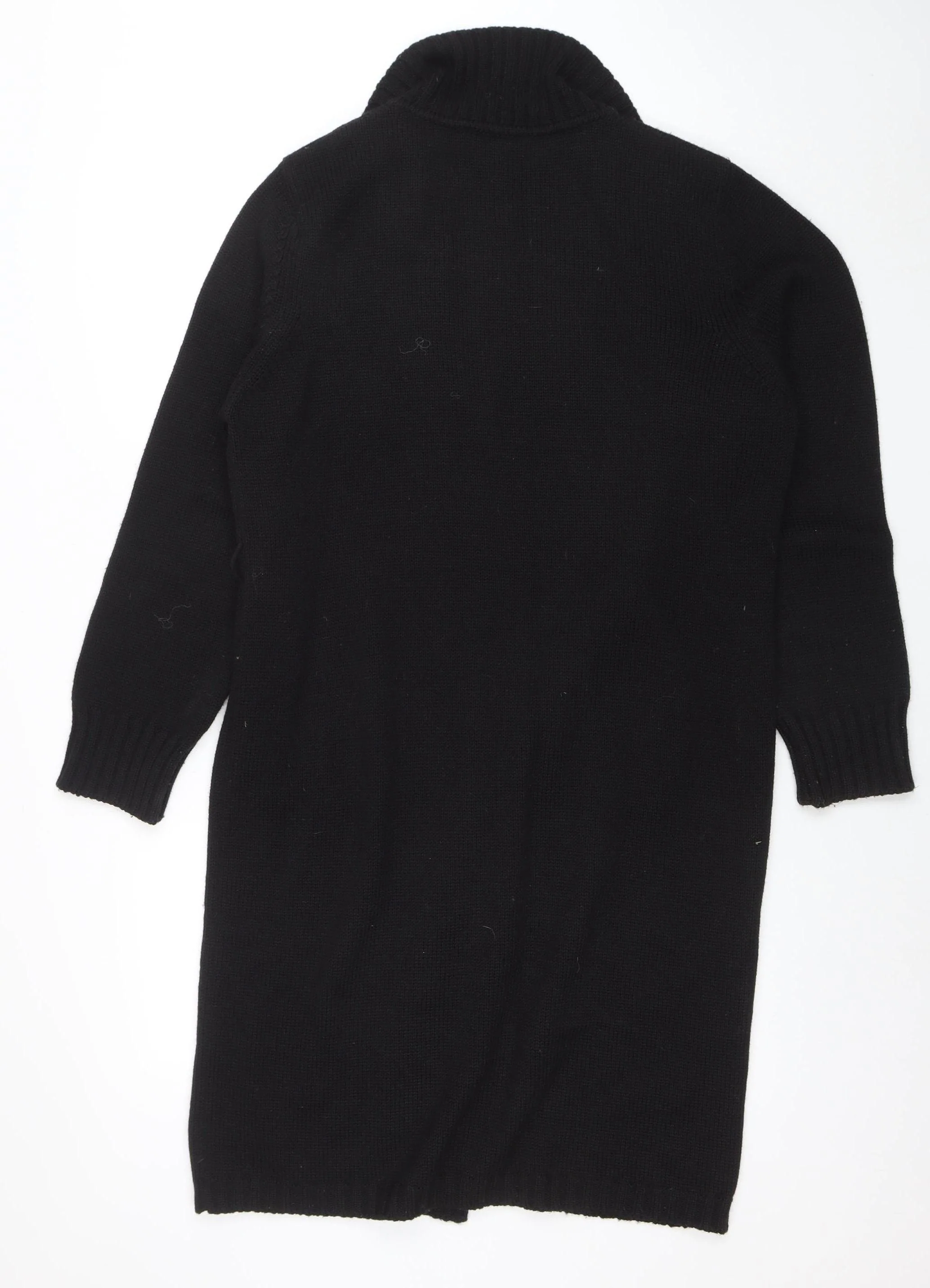 Betty Jackson Studio Womens Black Wool Blend Collared Cardigan L