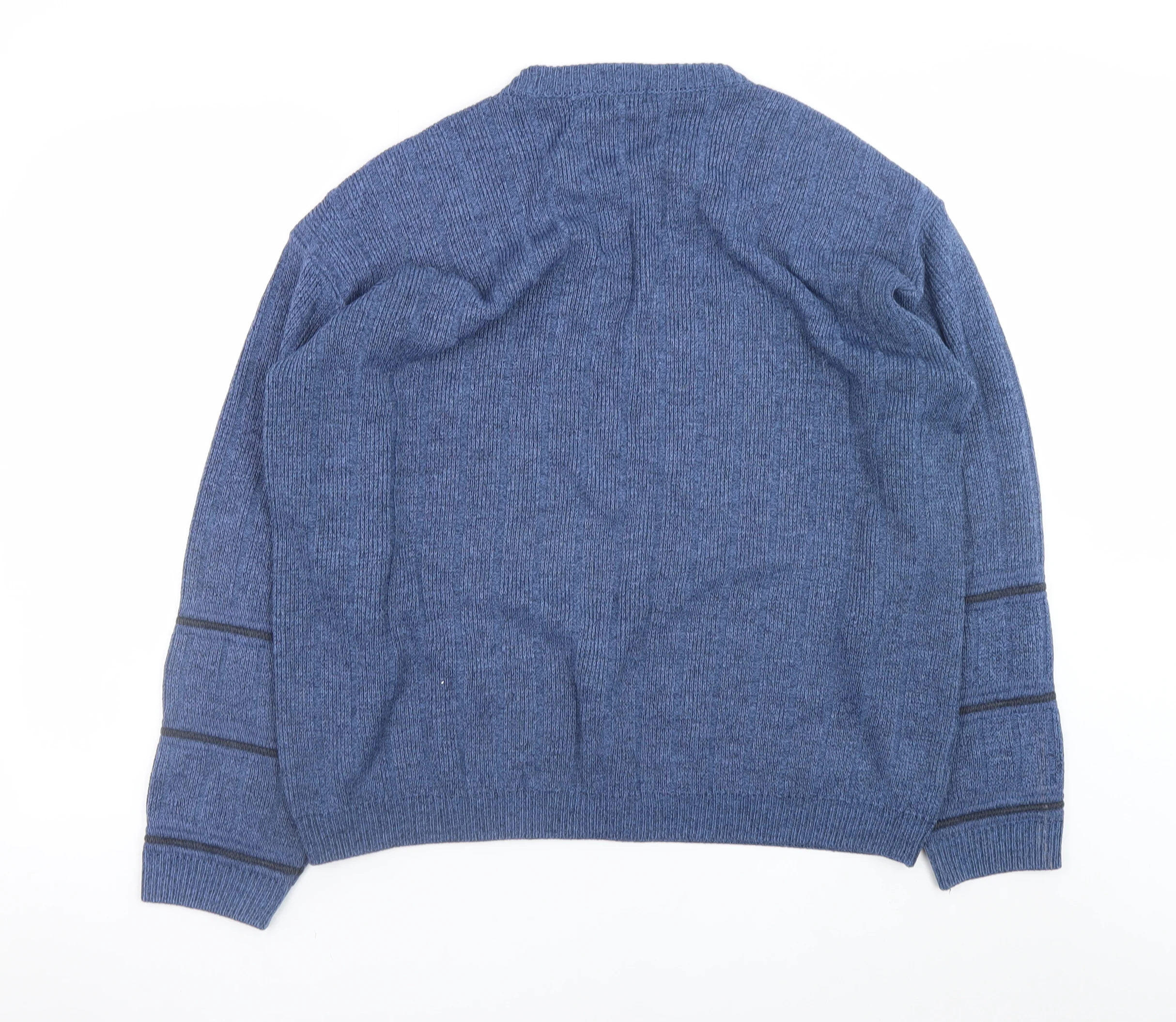 BHS Mens Blue Wool Crew Neck Pullover Jumper L Classic Knit - Image 3