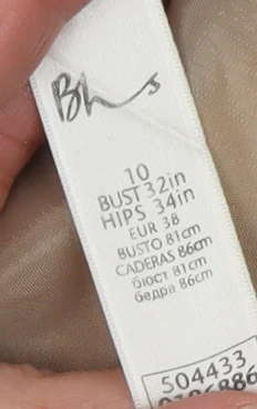 BHS Women Beige Linen Blend Sleeveless Sheath Dress Size 10 - Image 4