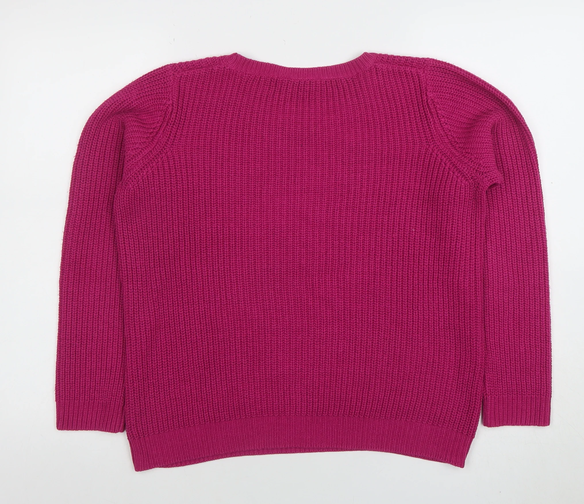 BHS Women’s Pink Chunky Knit Acrylic Cotton Jumper Size 14 - Image 3