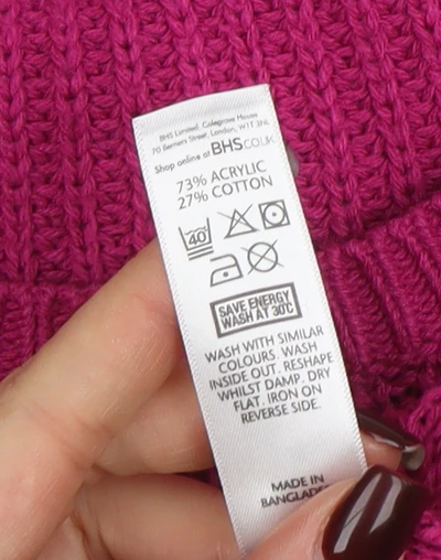 BHS Women’s Pink Chunky Knit Acrylic Cotton Jumper Size 14 - Image 5