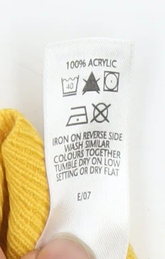 BHS Women Yellow V-Neck Acrylic Long Sleeve Pullover Jumper Size 12 - Image 4