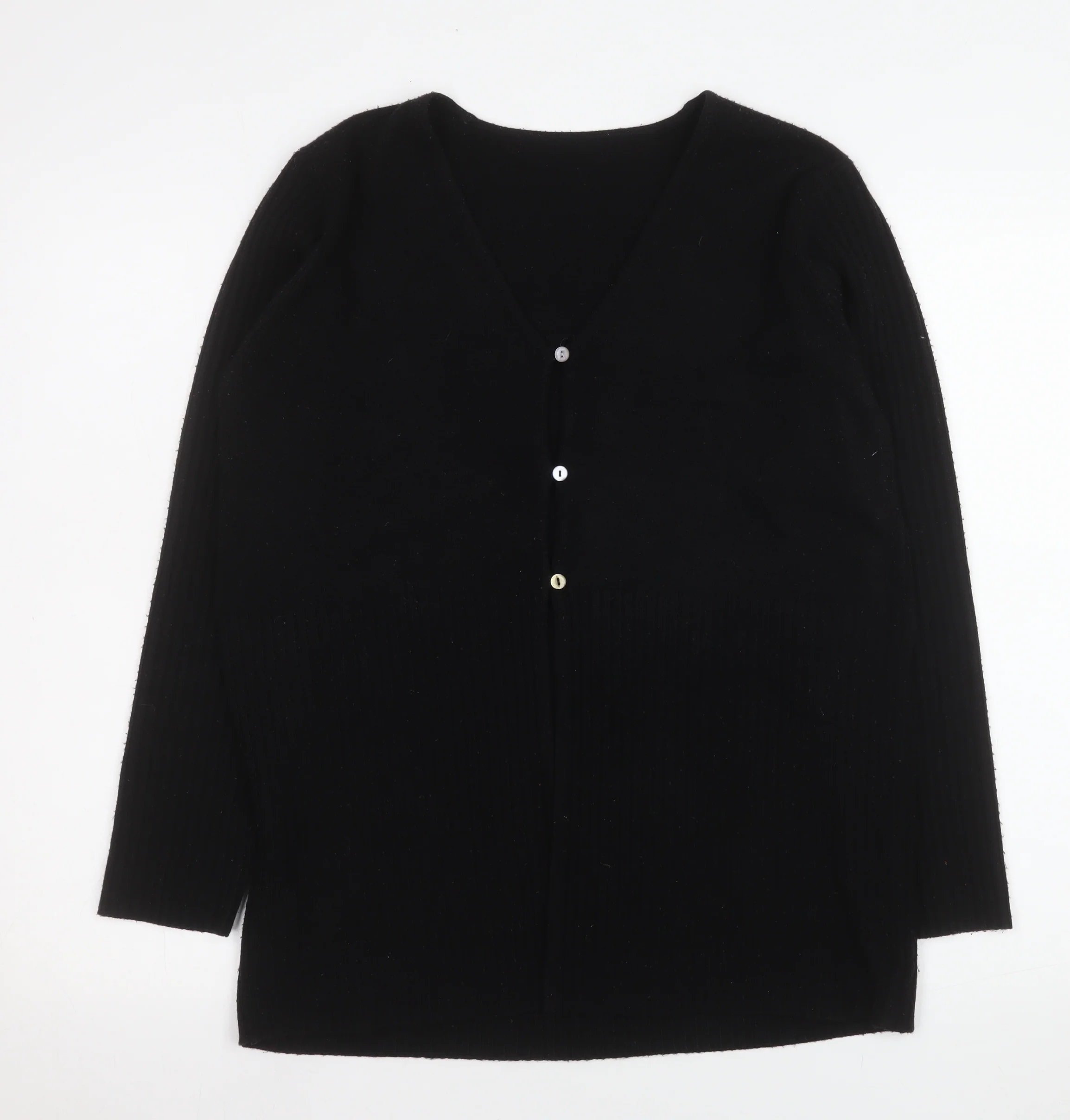 BHS Womens Black Acrylic V-Neck Long Sleeve Cardigan Size 14