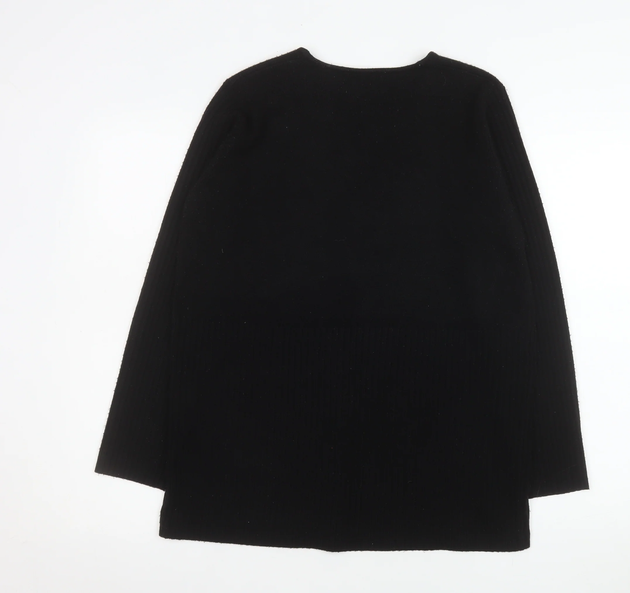 BHS Womens Black Acrylic V-Neck Long Sleeve Cardigan Size 14 - Image 3