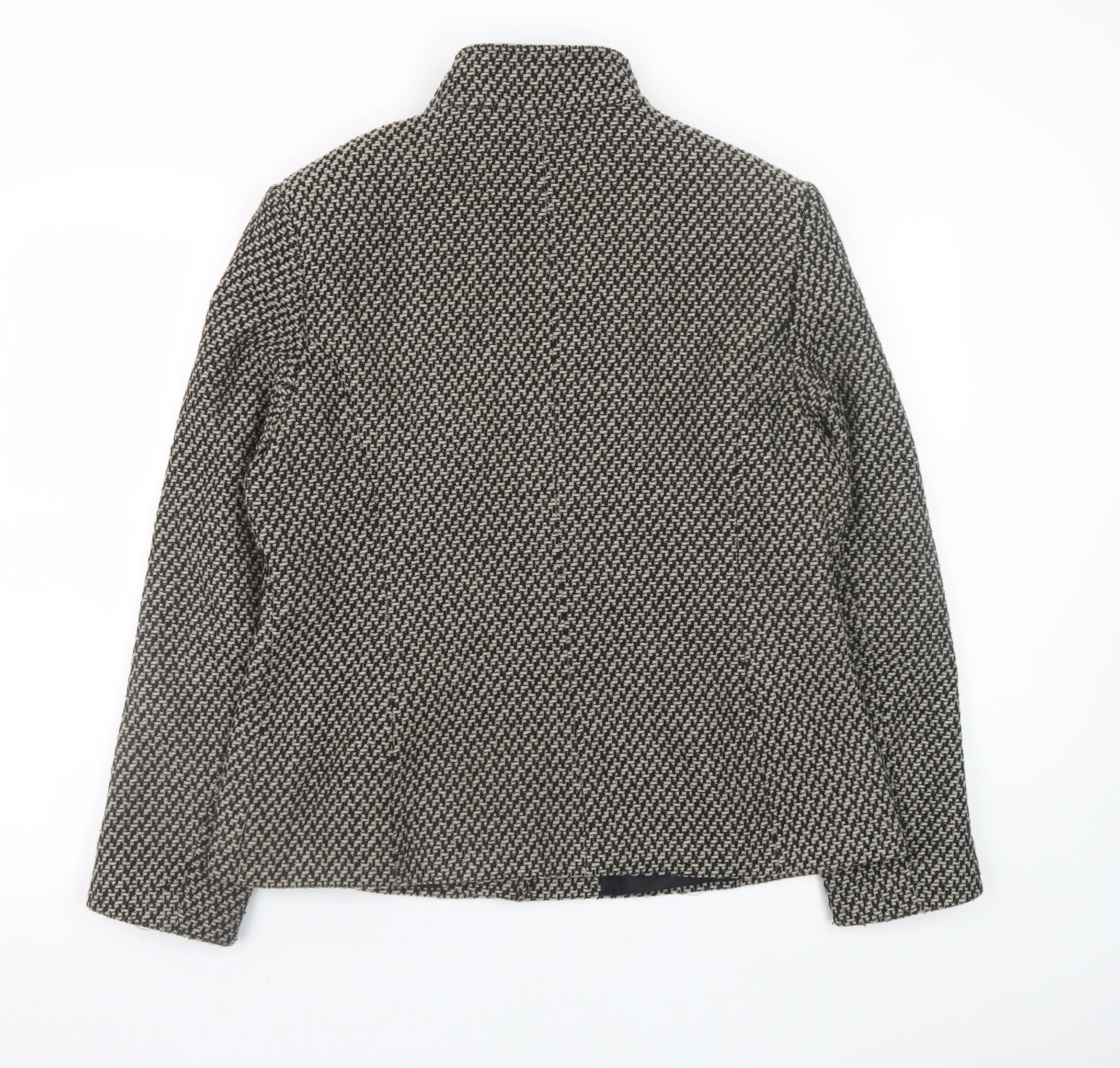 BHS Women's Brown Wool Blend Tweed Button Jacket Size 16 - Image 3