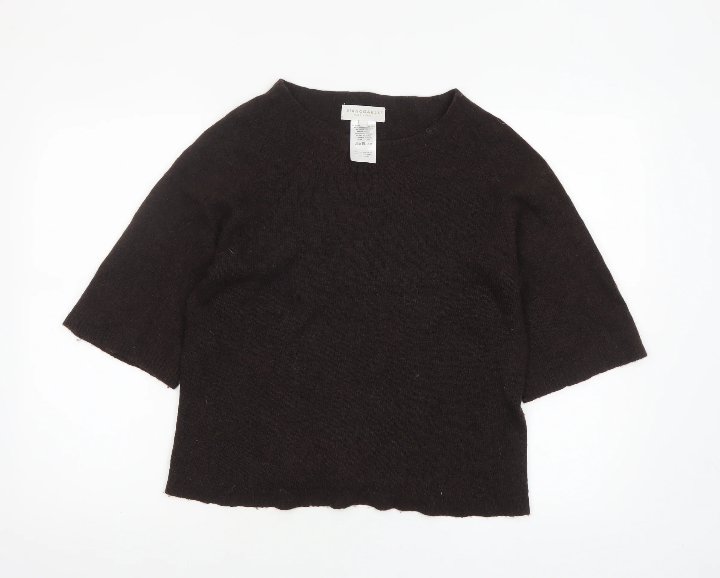 Bianco & Blu Women's Brown Merino Wool Cashmere Blend Pullover Jumper L